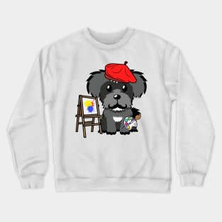 Funny schnauzer is a painter Crewneck Sweatshirt